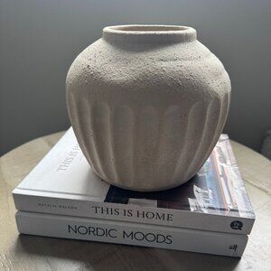 Short Carved Ceramic Vase 6.75” - Threshold designed with Studio McGee